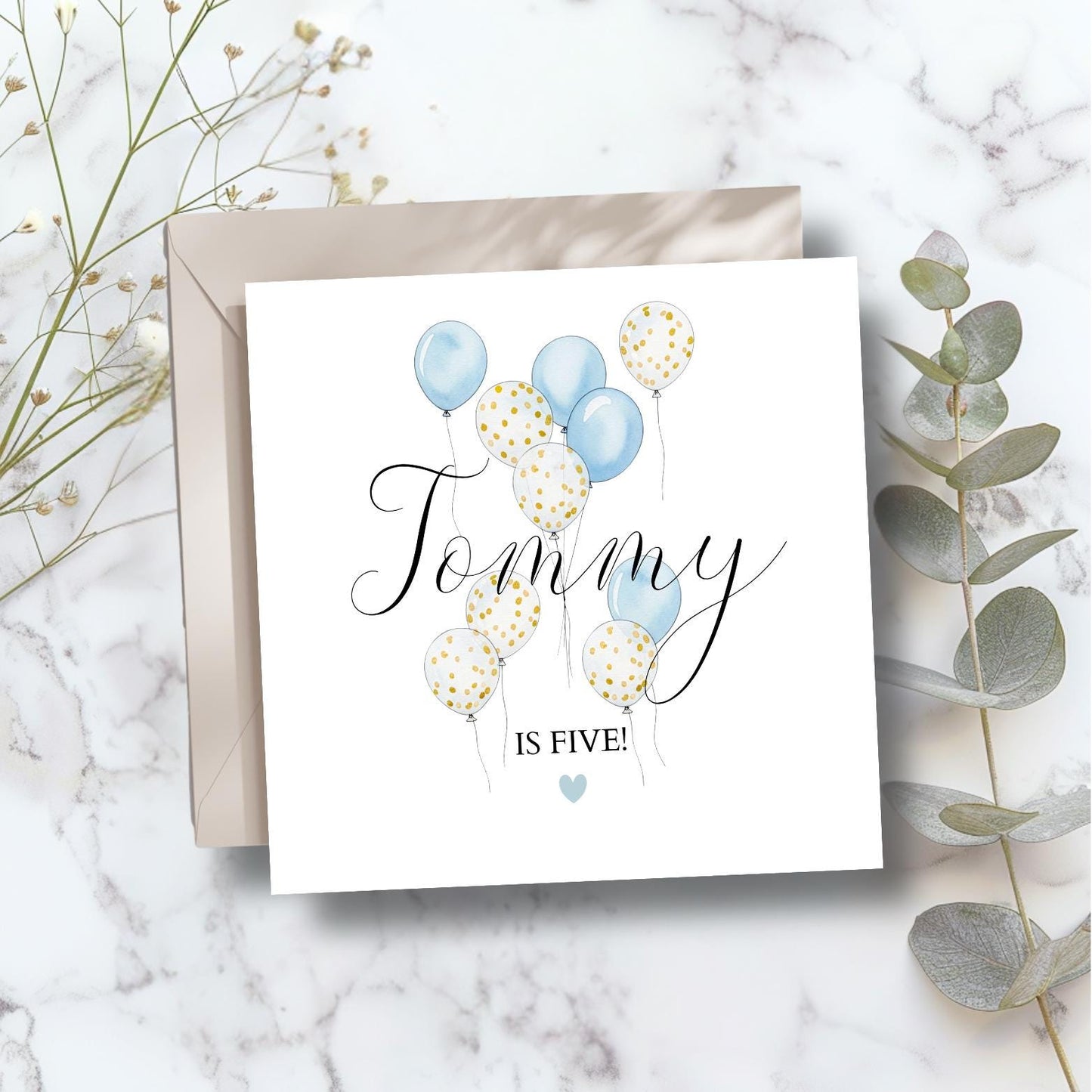 Personalised Sixth Birthday Card, 18th Birthday Card, 21st Balloons Card For Daughter,Son, Granddaughter. Any Age and Relation, Pink or Blue