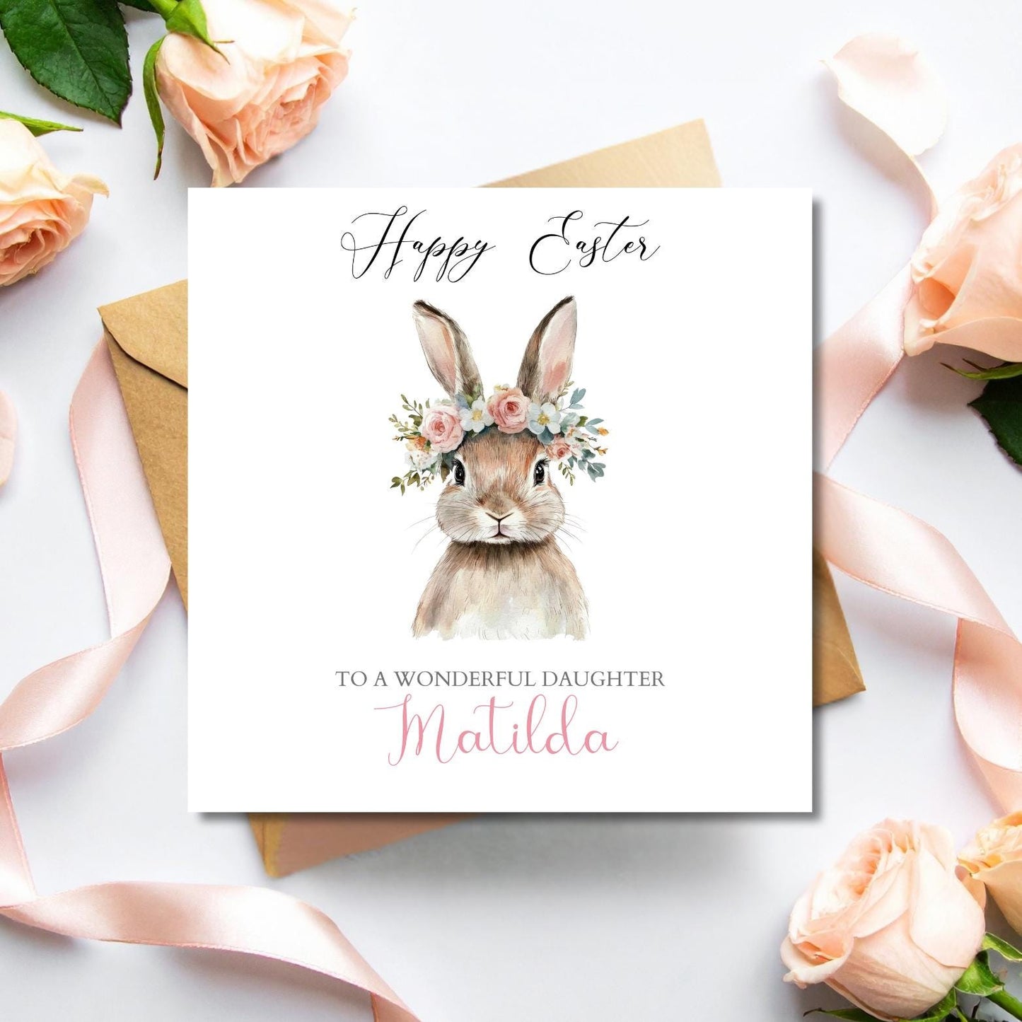 Personalised Easter Bunny Card, 1st Easter Card, Granddaughter Easter Card, Daughter, Niece, Goddaughter Easter Card ,Any Relation
