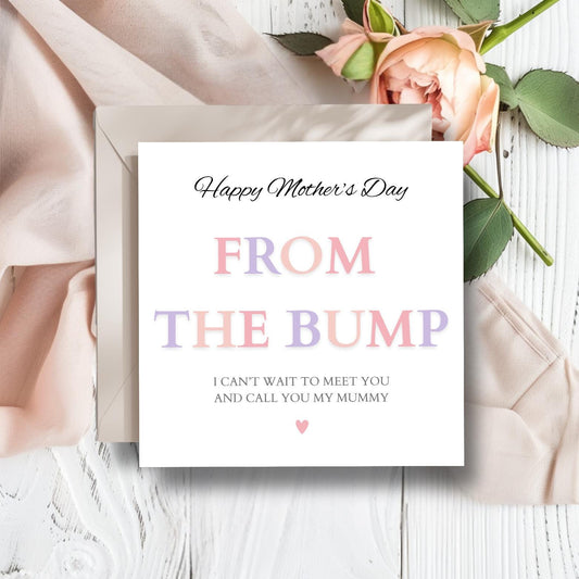 Personalised Mummy To Be Mother's Day Card - From The Bump Card-Best Mom Card- Mother's Day Card for Mum, Nanny, Nana, Any Relation