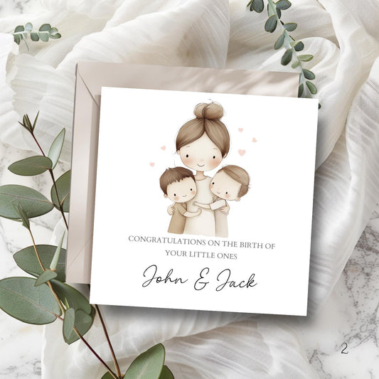 Personalised New Baby Twin Card, Personalised Baby Boy Twin Card ,New Baby Twin Girls Boys  Card, Twin Boys, Twin Girls,Welcome to the World