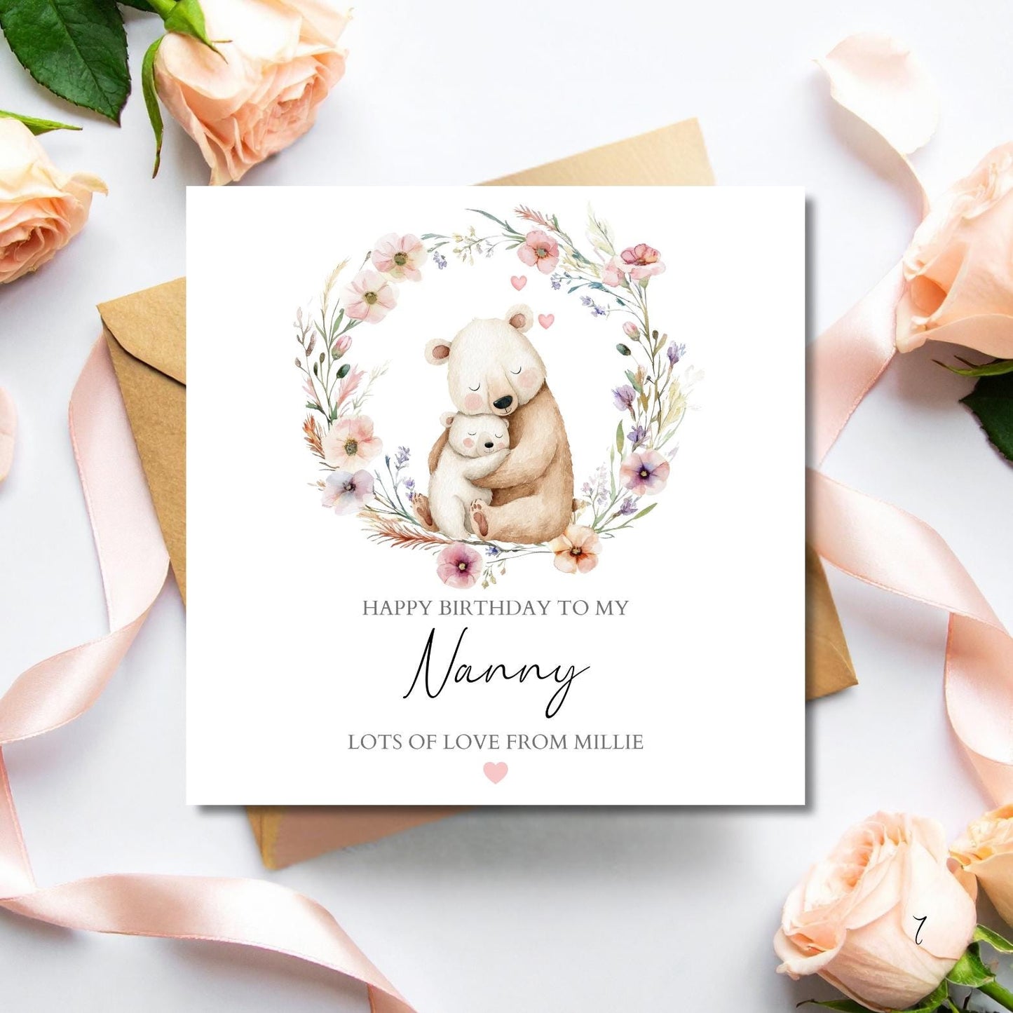 Personalised Mummy Birthday Card - Cute Bears Couple -Best Mum Card- Birthday Card for Mother, Auntie, Grandma,Any Relation