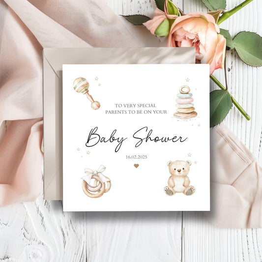 Personalised Baby Shower Card Neutral | Neutral Baby Shower Card Cute Bear, Mummy to be  Card, Baby Shower Gift for Baby Boy or Girl
