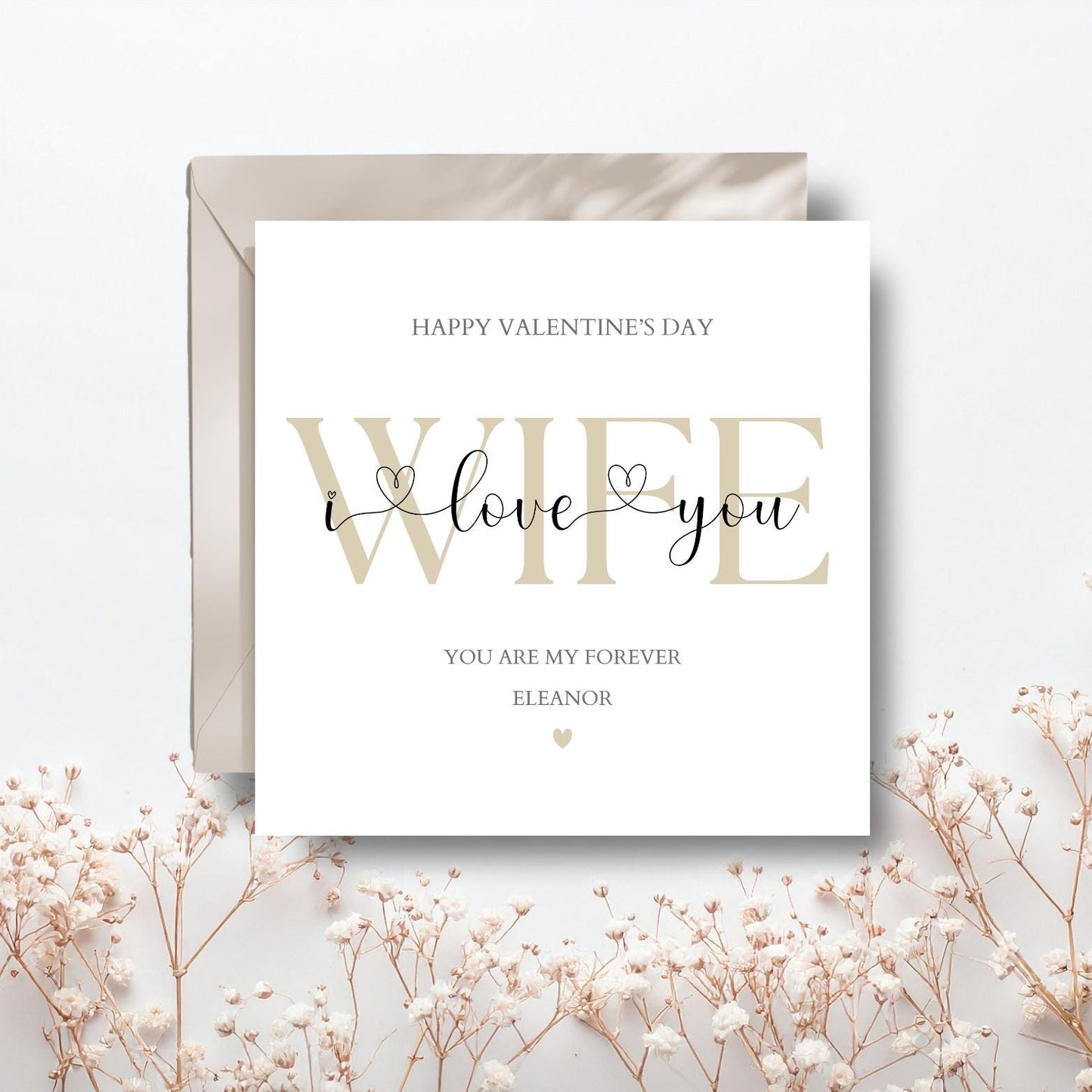 Personalised Fiancé I Love You Card, Valentine's Day Together Card, Married Valentine Card for Wife, Girlfriend, Fiancé Card, Pink Or Beige