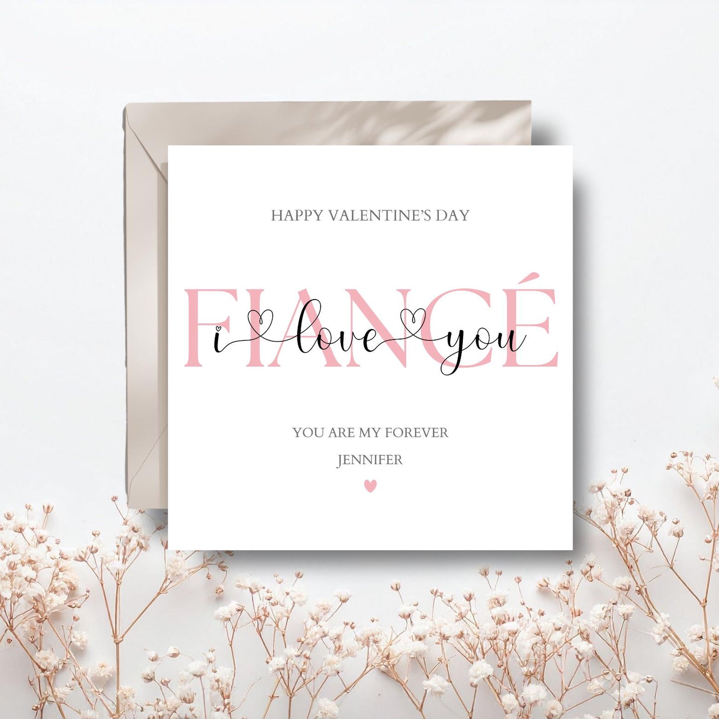 Personalised Wife I Love You Card, Valentine's Day Together Card, Married Valentine Card for Wife, Girlfriend, Fiancé Card, Pink Or Beige