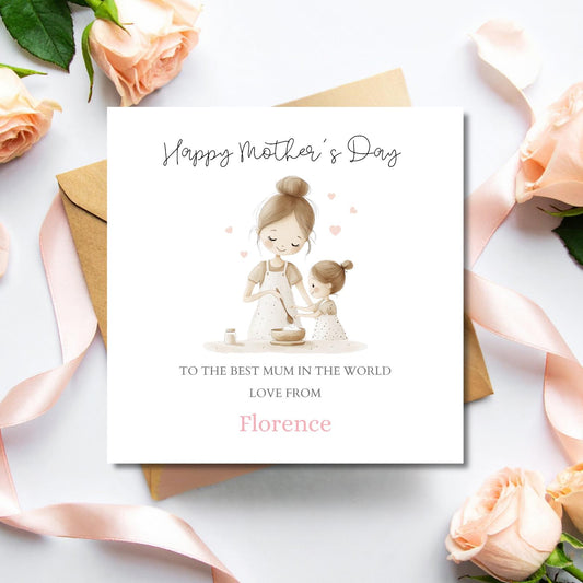 Personalised Mothers Day Card, Mummy Mothers Day Card from Daughter, Baking Design