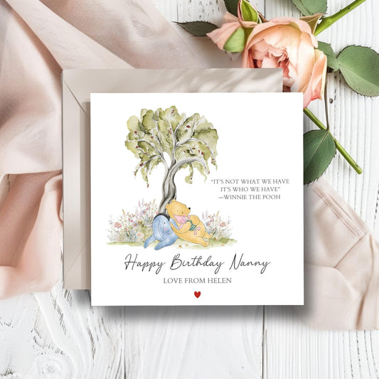 Personalised Nanny Birthday Winnie The Pooh Card |Quote Grandma Birthday Card |Sentimental Quote Card for Mum, Grandma, Nanny, Any Relation
