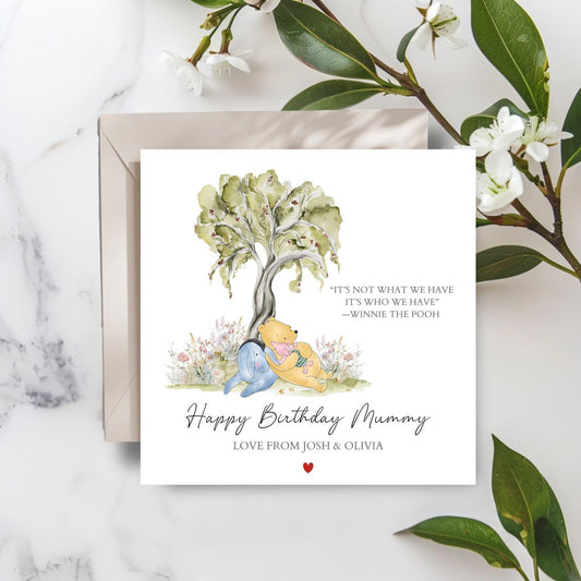 Personalised Mummy Birthday Winnie The Pooh Card |Quote Mum Birthday Card |Sentimental Quote Card for Mum, Grandma, Nanny, Any Relation