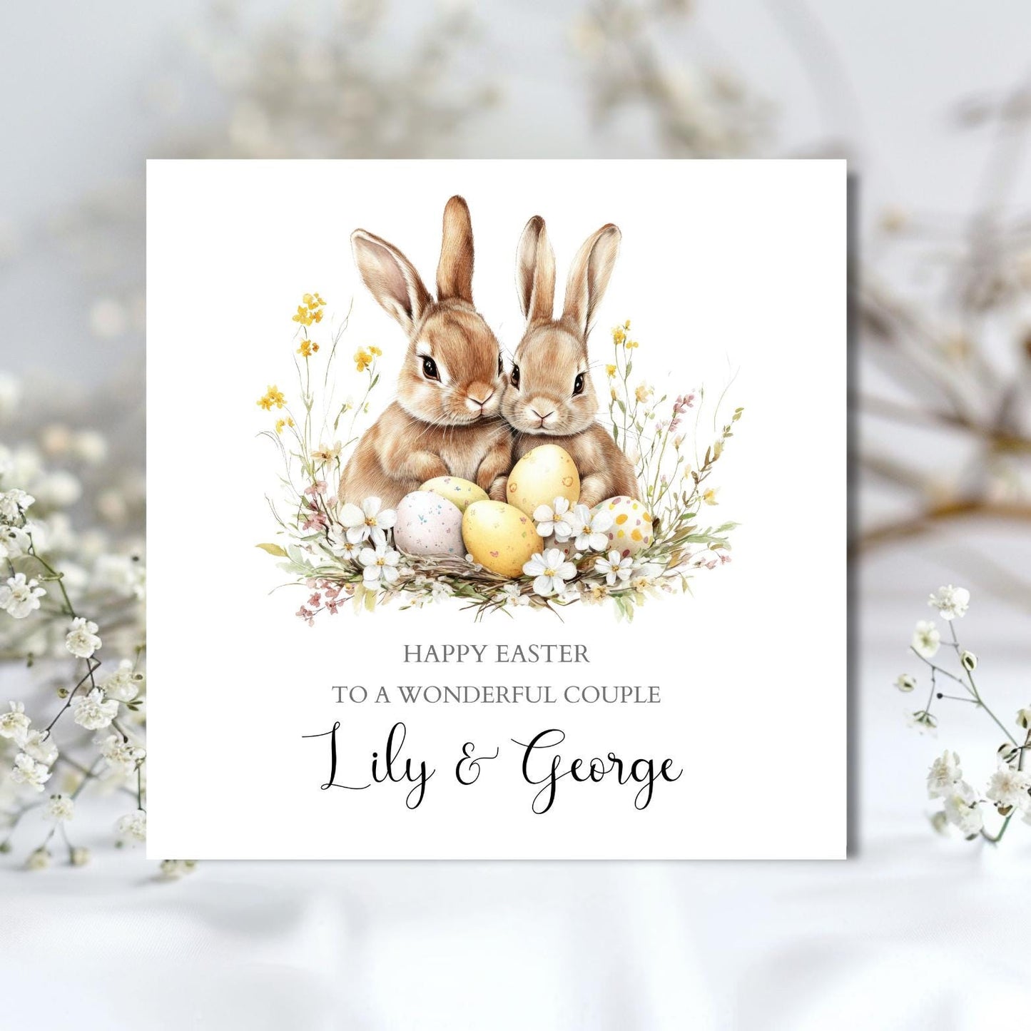 Personalised Couple Easter Bunny Card, Special Couple Easter Card for Husband, Wife, Friends,Any Relation