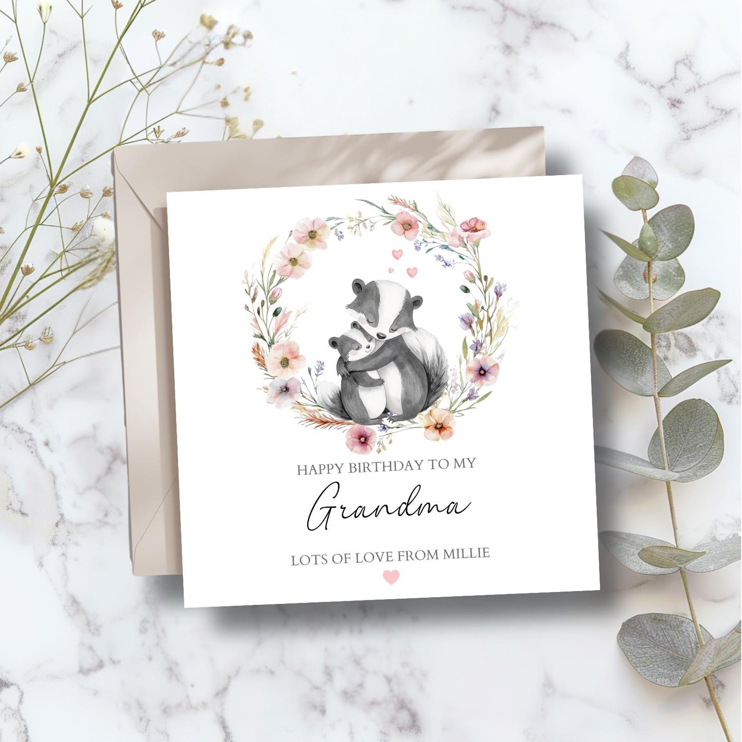 Personalised Mummy Birthday Card - Cute Animal Couple -Best Mum Card- Birthday Card for Mother, Auntie, Grandma,Any Relation
