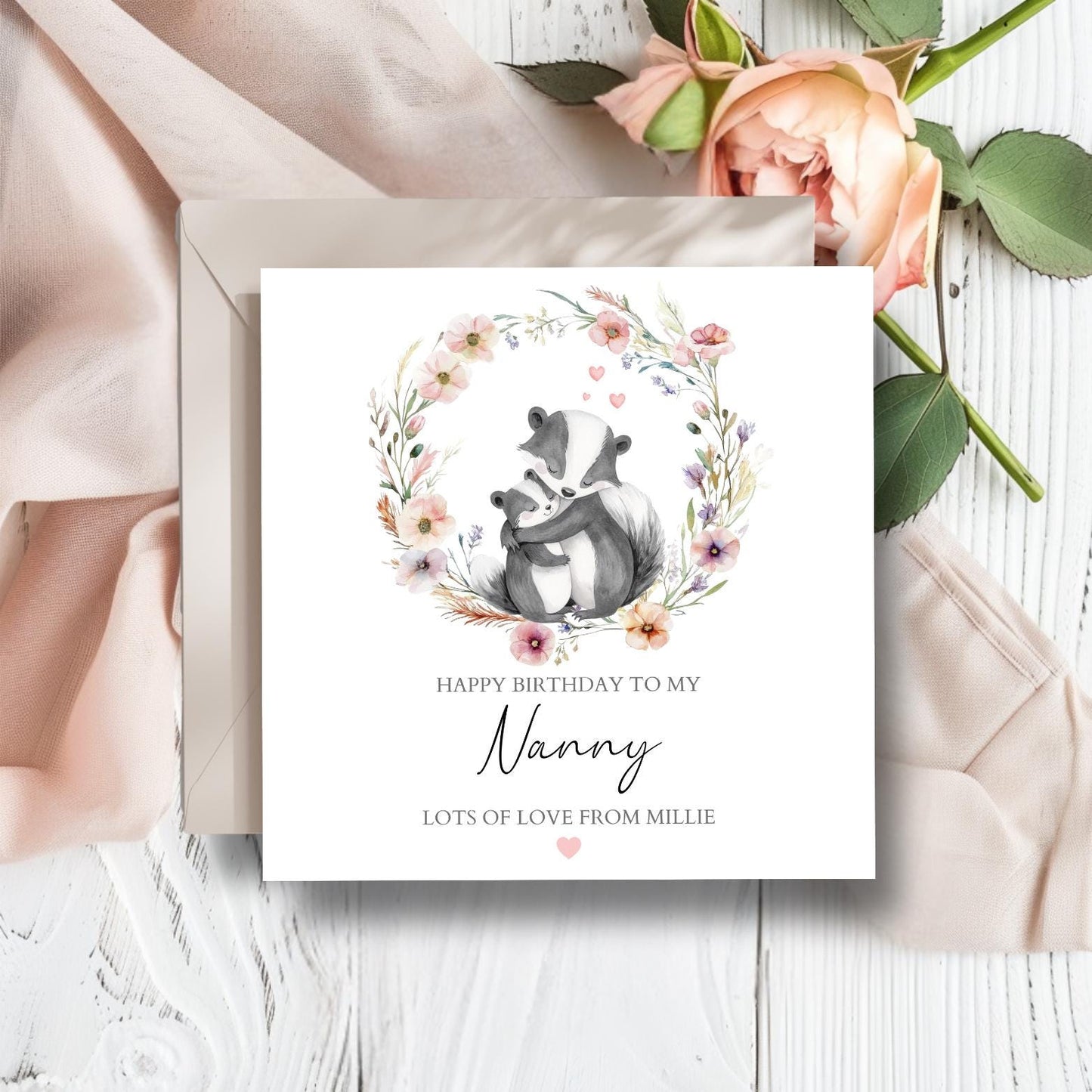 Personalised Mummy Birthday Card - Cute Animal Couple -Best Mum Card- Birthday Card for Mother, Auntie, Grandma,Any Relation