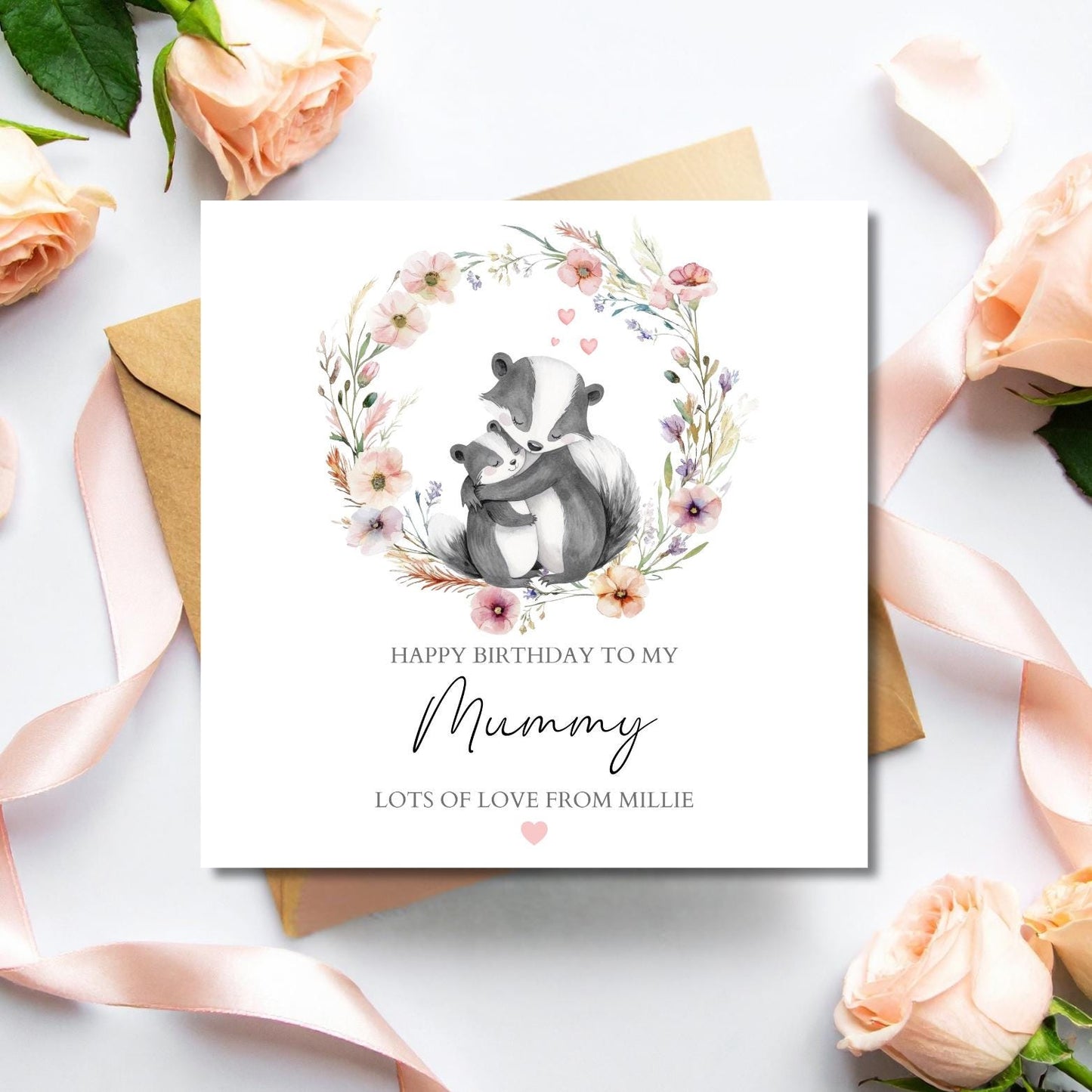 Personalised Grandma Birthday Card - Cute Animal Couple -Best Nanny Card- Birthday Card for Mother, Grannie, Grandma, Nana, Any Relation