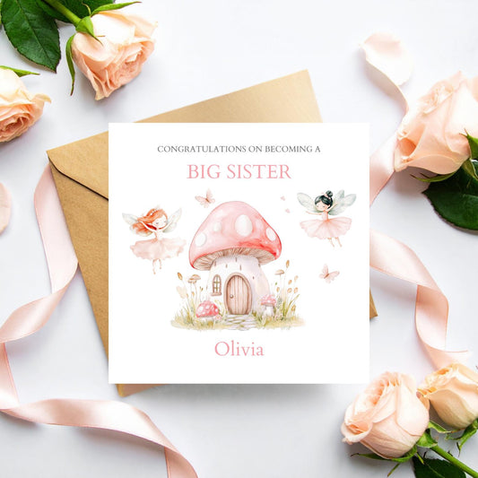 Personalised Big Sister Card, Personalised Big Sister Fairly Girl Card l Greeting Card |Child Magic Fairy Card, Magical Card