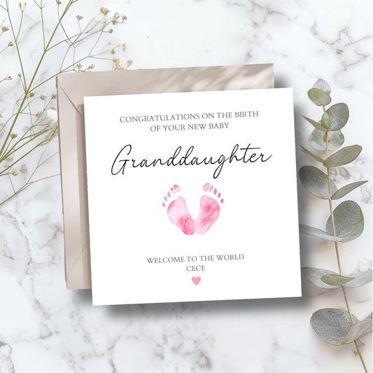 Personalised New Granddaughter Card, New Grandson Card, Congratulations on Becoming New Grandparents Card, Grandma, Grandpa Card
