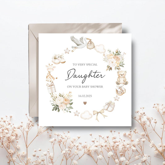 Personalised Daughter Baby Shower Card | Neutral Baby Shower Card for Granddaughter to be Card, Baby Shower Gift for Baby Boy or Girl