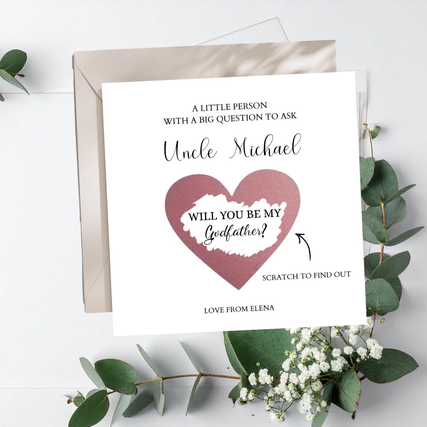 Godfather Proposal Scratch Card, Godmother Scratch Card, Godparents Proposal Card, Personalised Will You Be My Godfather, Any Relation