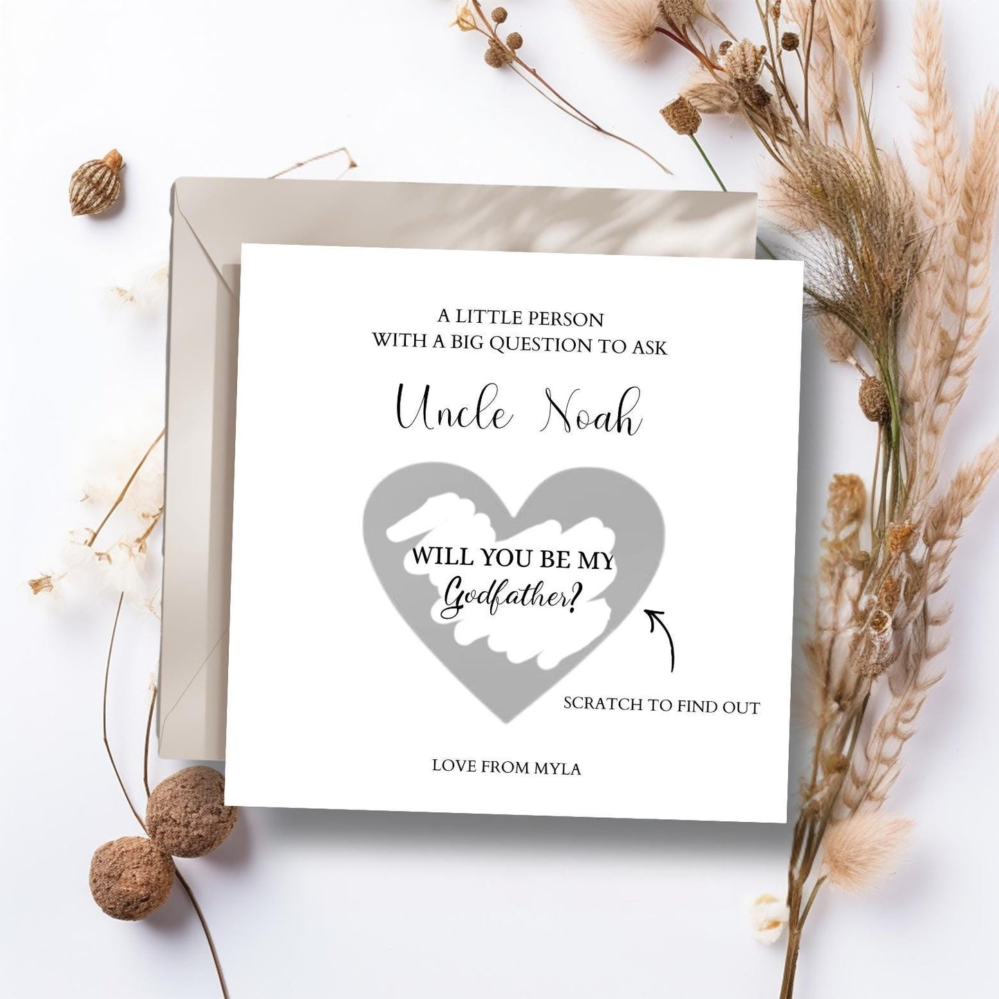 Godfather Proposal Scratch Card, Godmother Scratch Card, Godparents Proposal Card, Personalised Will You Be My Godfather, Any Relation