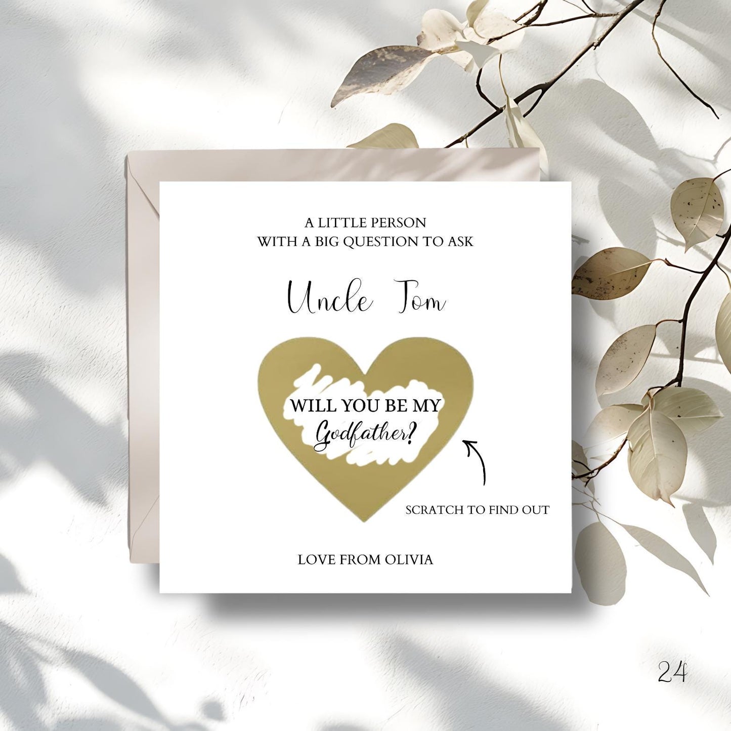 Godfather Proposal Scratch Card, Godmother Scratch Card, Godparents Proposal Card, Personalised Will You Be My Godfather, Any Relation
