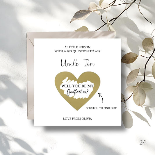 Godfather Proposal Scratch Card, Godmother Scratch Card, Godparents Proposal Card, Personalised Will You Be My Godfather, Any Relation