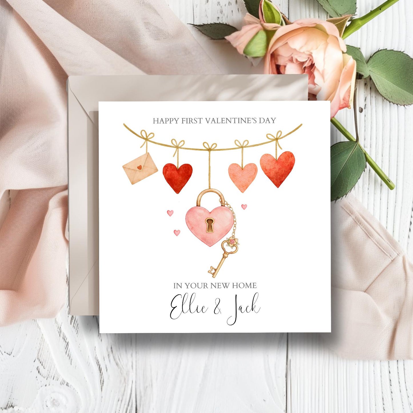 Personalised First Valentine's In Your New Home Card, 1st Valentine In Your New Home Card, Personalised Valentine's Home Heart Card