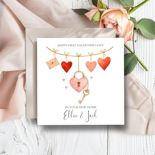Personalised First Valentine's In Your New Home Card, 1st Valentine In Your New Home Card, Personalised Valentine's Home Heart Card
