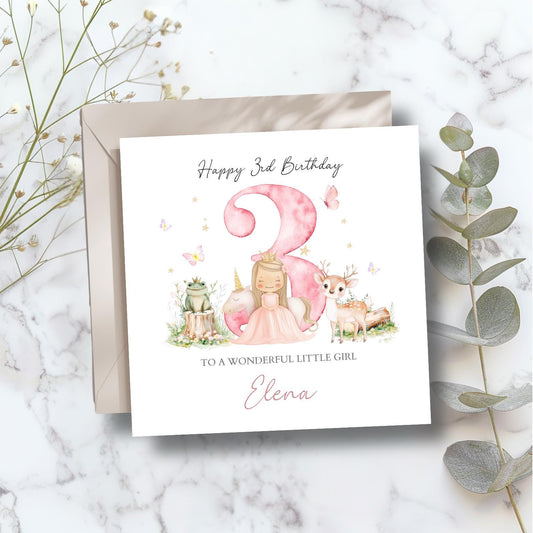 Personalised Third Birthday Card Magical Princess| 3rd birthday Unicorn card |Third Birthday Card | Pink 3rd Birthday Card For Daughter RD22