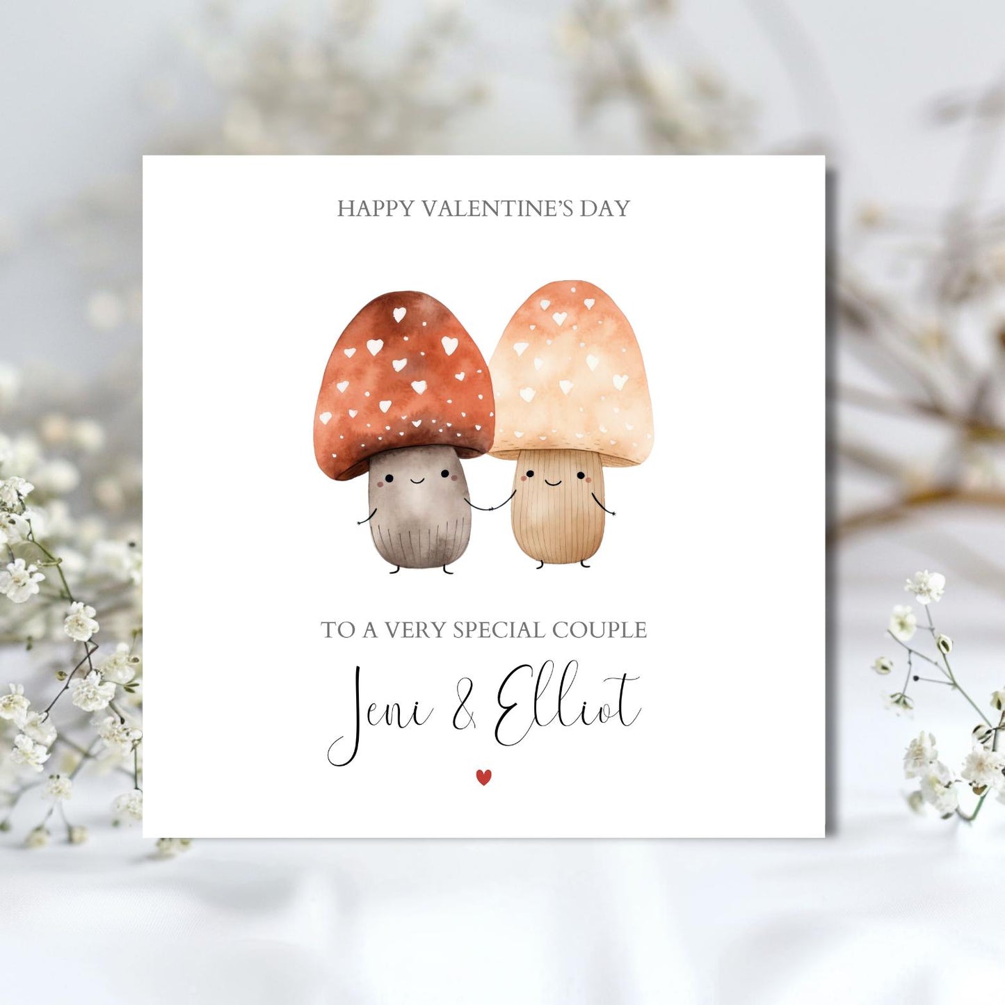 Personalised Couple Valentine's Day Card, Personalised Mushroom Valentine Card for Wife, Girlfriend, Mushroom In Love Design