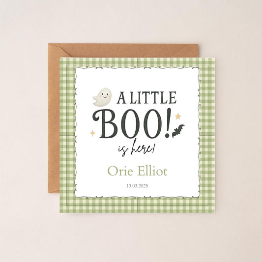 Personalised Halloween New Baby Card| Welcome to the world Halloween card | Halloween Card for new baby |Little Boo is here card