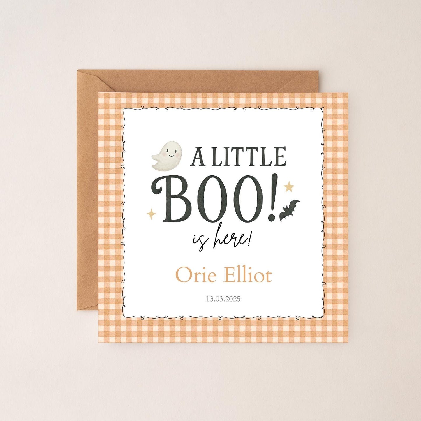 Personalised Halloween New Baby Card| Welcome to the world Halloween card | Halloween Card for new baby | Little Boo is here card