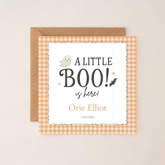 Personalised Halloween New Baby Card| Welcome to the world Halloween card | Halloween Card for new baby | Little Boo is here card