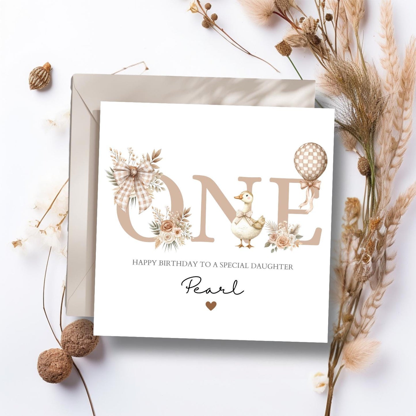 Personalised First Birthday Card Neutral | 1st birthday silly goose card | One Personalised Birthday Card | Vintage Silly Goose Card
