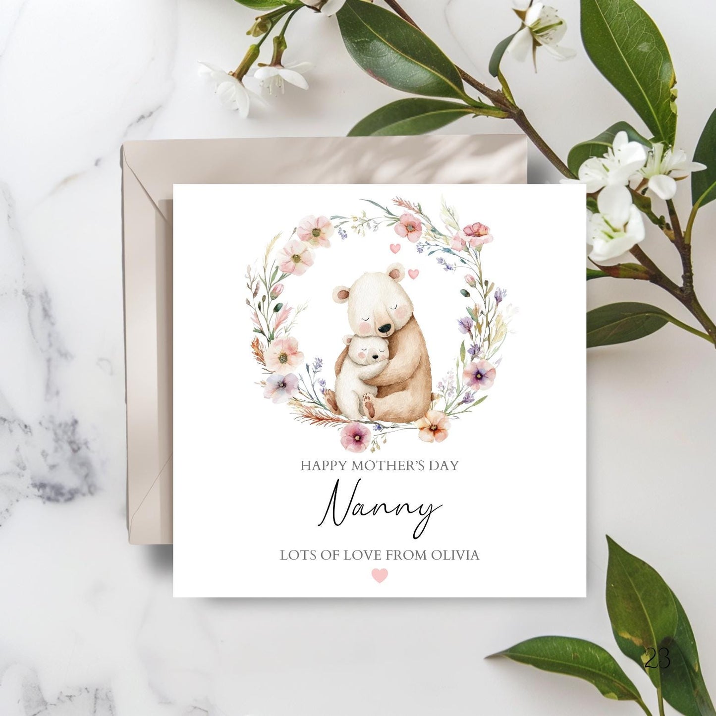 Personalised Mothers Day Card, Mummy Bear Mothers Day Card, Nanny Mothers Day Card, Cute Bear Couple Mum Card