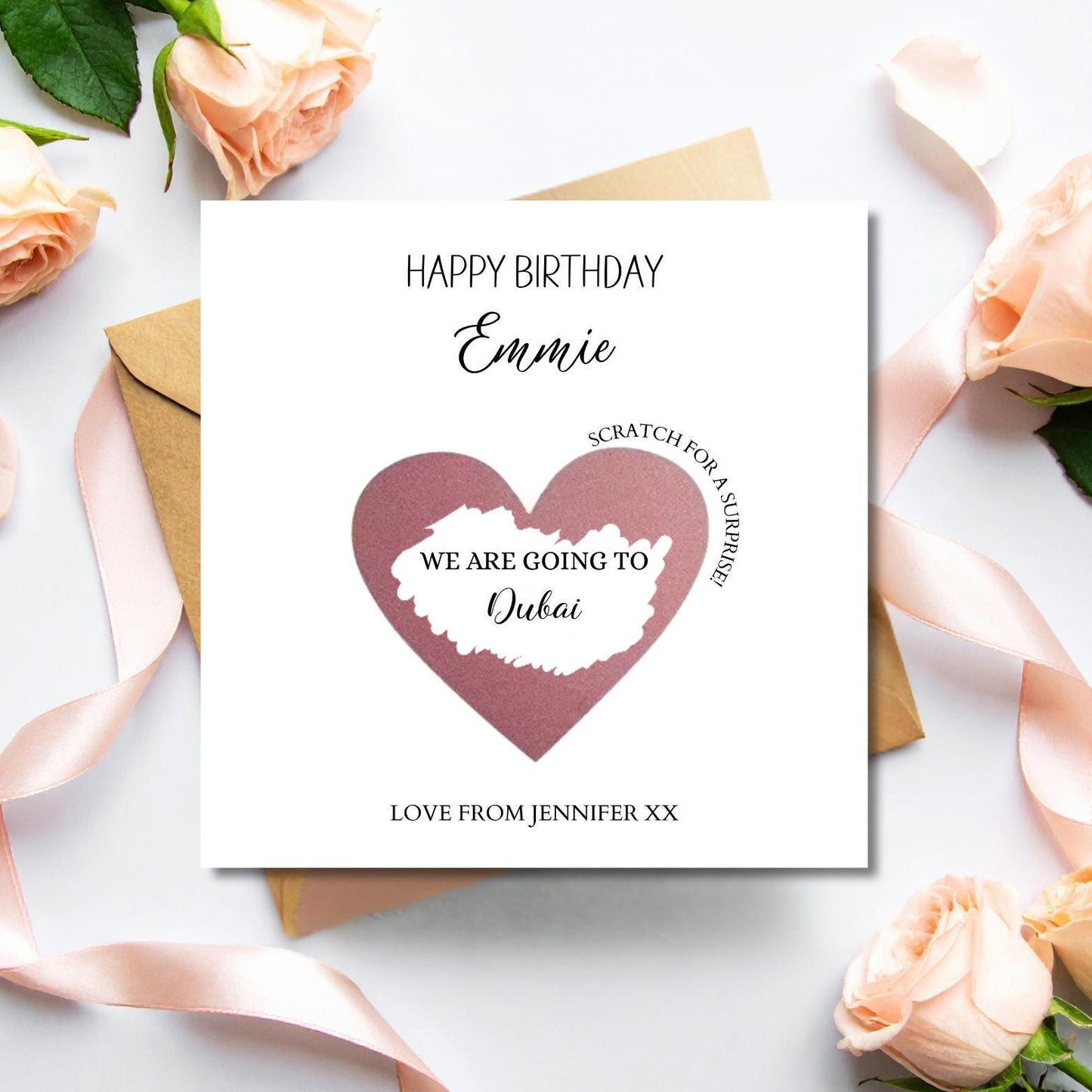 Birthday Surprise Scratch Card, Holiday Reveal Card, Gold Birthday Gift Card for Her or Him, Scratch Off Reveal