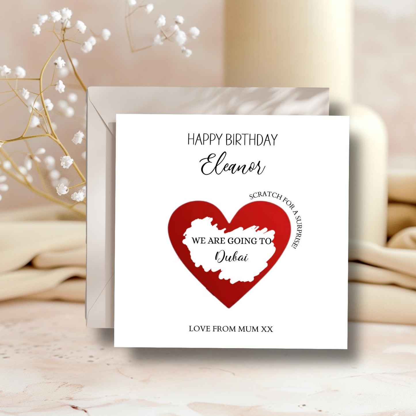 Birthday Surprise Scratch Card, Holiday Reveal Card, Rose Gold Birthday Gift Card for Her or Him, Scratch Off Reveal