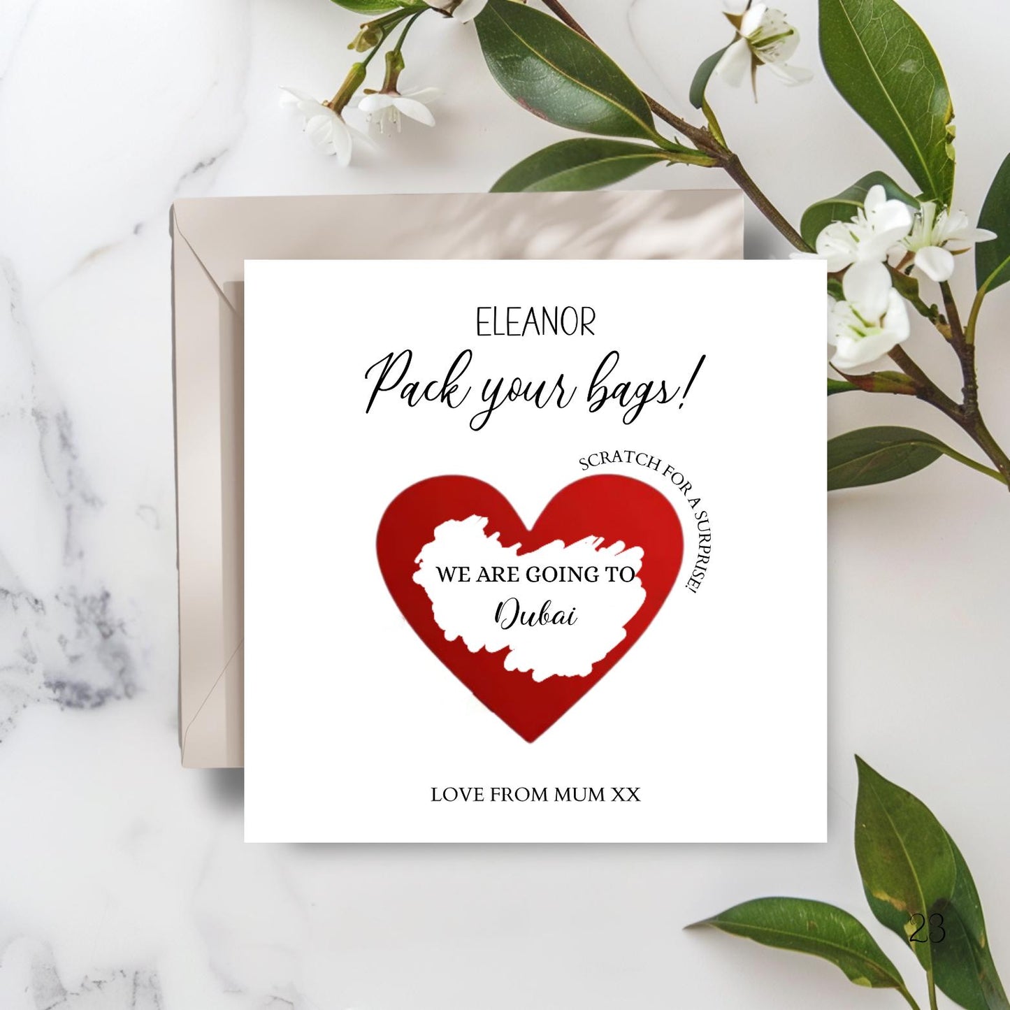 Birthday Pack Your Bags Scratch Card, Surprise Holiday Reveal Card, Rose Gold Birthday Gift Card for Her or Him, Scratch Off Reveal