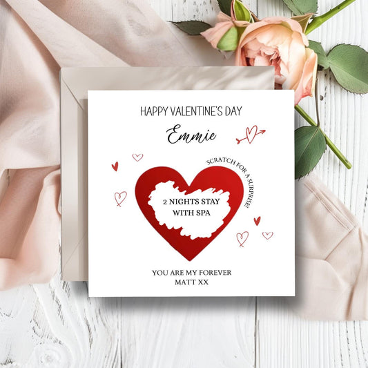 Personalised Valentine's Day Scratch Card, Surprise Holiday Reveal Card, Red Valentine's Gift for Wife, Girlfriend, Gift Scratch Off Reveal