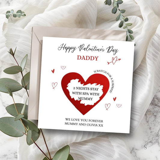 Personalised Mummy Valentine's Day Scratch Card, Surprise Holiday Reveal Card, Red Valentine's Gift for Mum, Gift Scratch Off Reveal