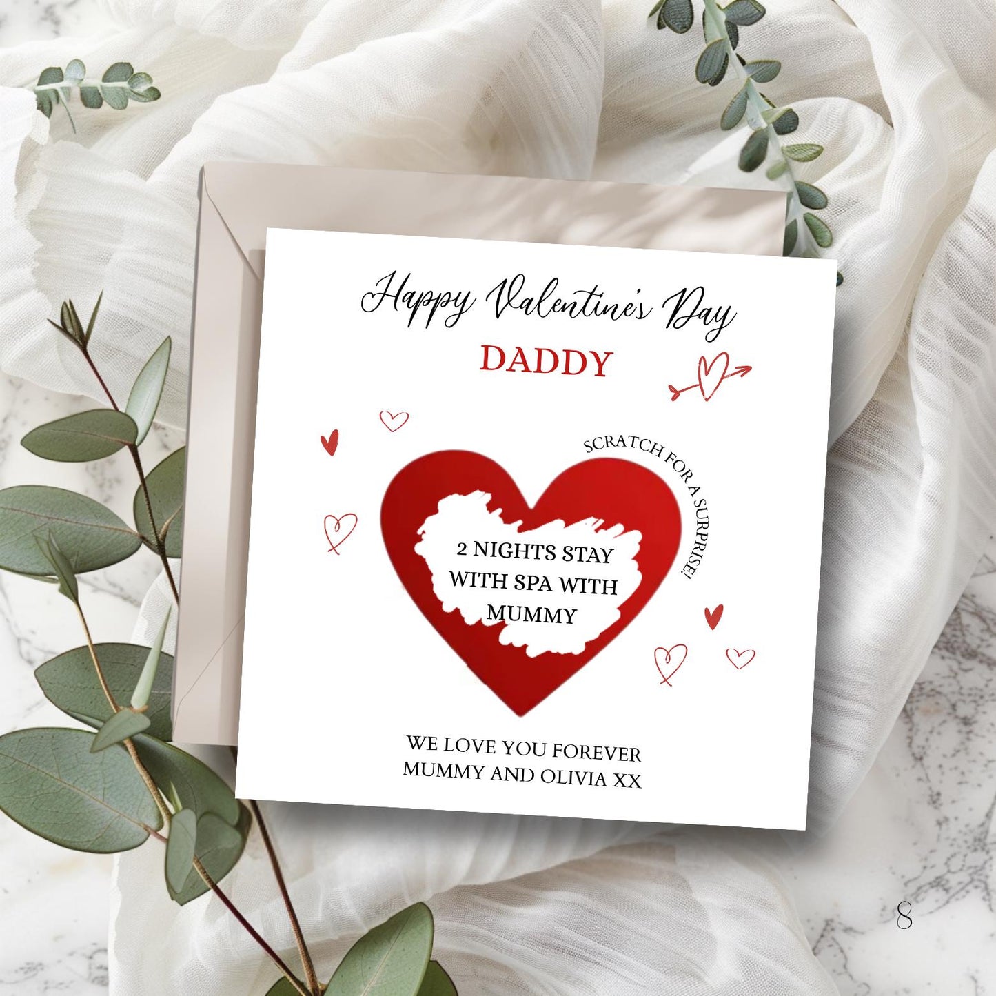 Personalised Daddy Valentine's Day Scratch Card, Surprise Holiday Reveal Card, Red Valentine's Gift for Mummy, Gift Scratch Off Reveal