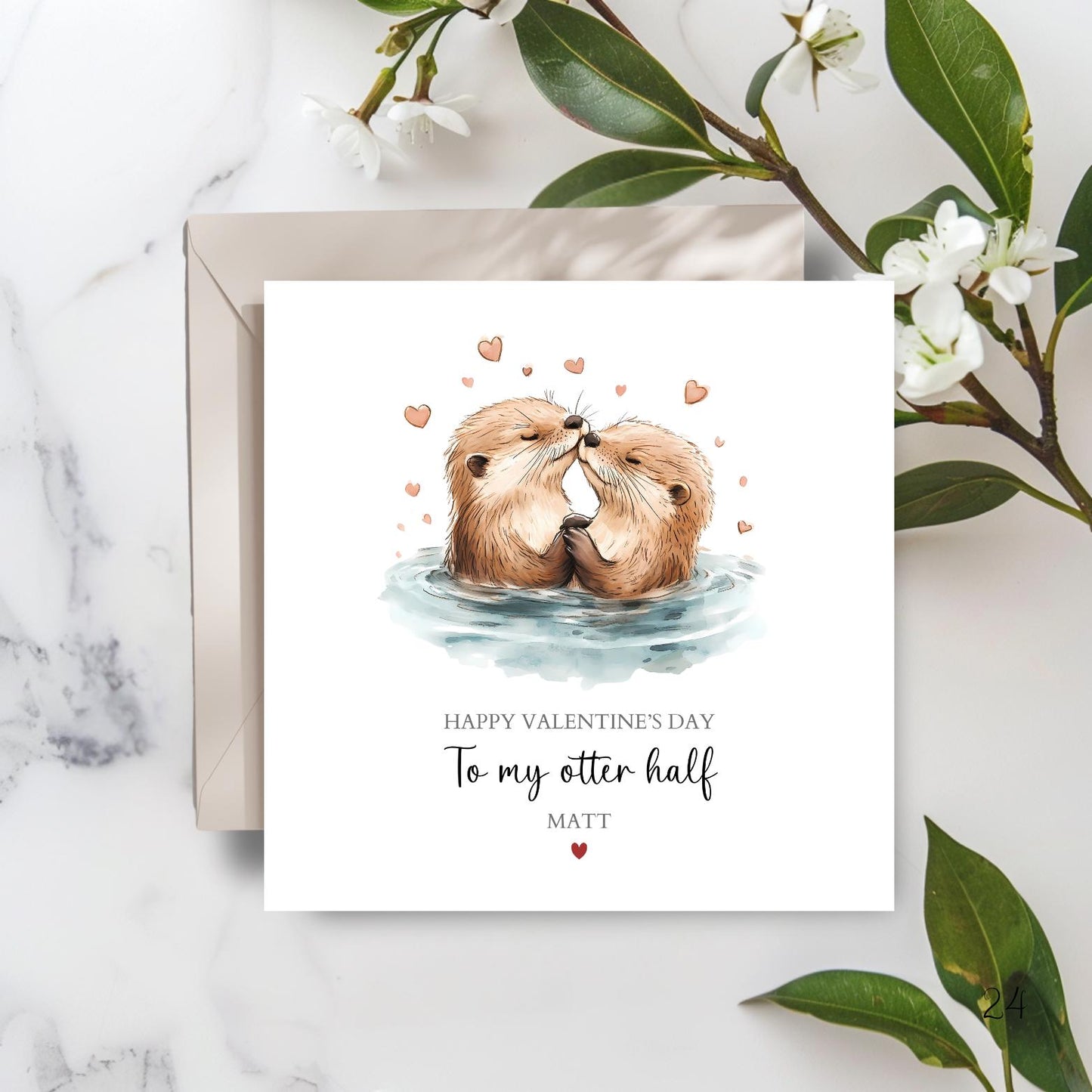 Personalised To My Otter Half Valentine's Day, Personalised Otter Couple Valentine Card for Wife, Girlfriend,Husband, Boyfriend,Any Relation
