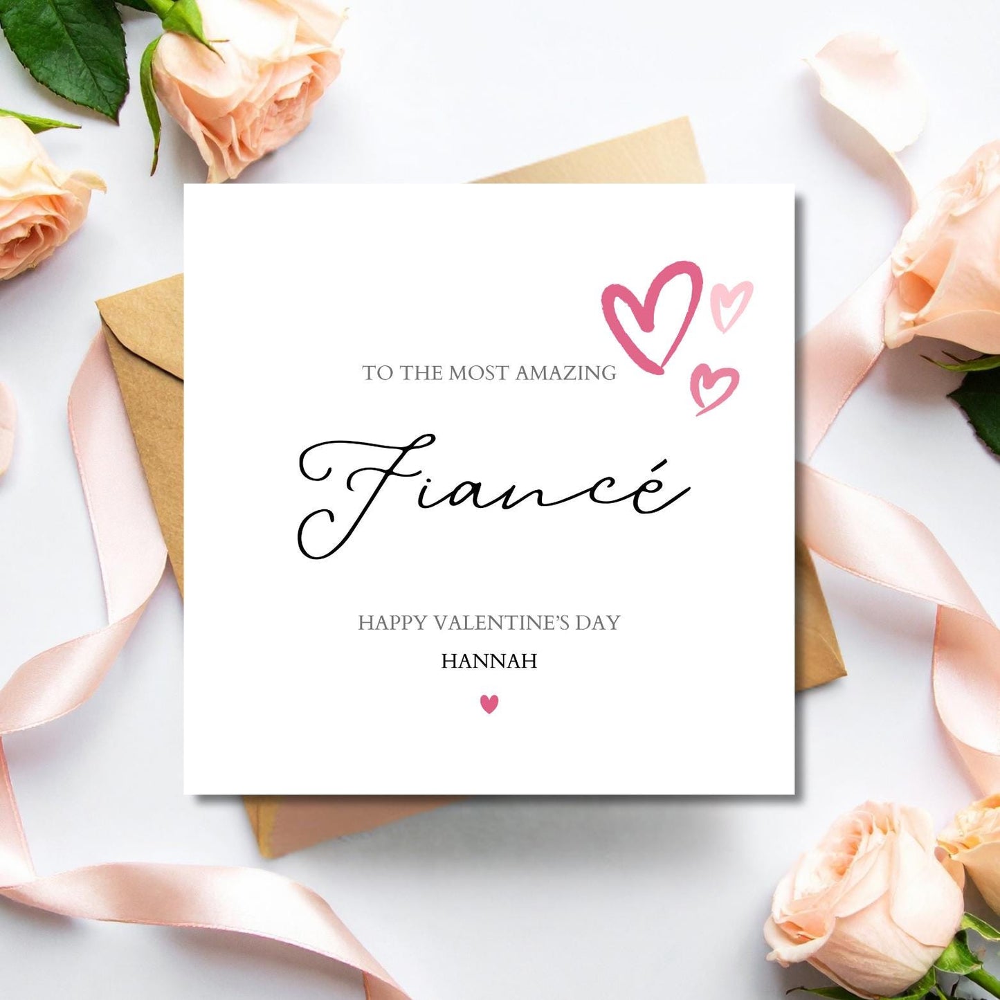 Personalised Fiancé Valentine's Day Card, 1st Valentine's Together, Married Valentine Card for Husband, Wife, Girlfriend, Calligraphy Card