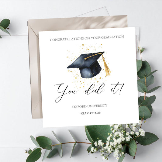 Personalised Graduation Card, Congratulations on Your Graduation Card, You Did It Card, University Graduation Card For Her & Him