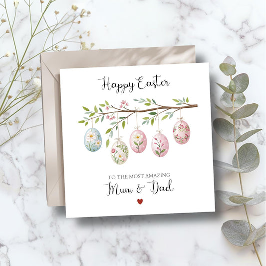 Personalised Mum and Dad Easter Card, Eggs Easter Card, Parents Easter Card, Easter Card For Grandparents, Grandpa, Nana,Any Relation