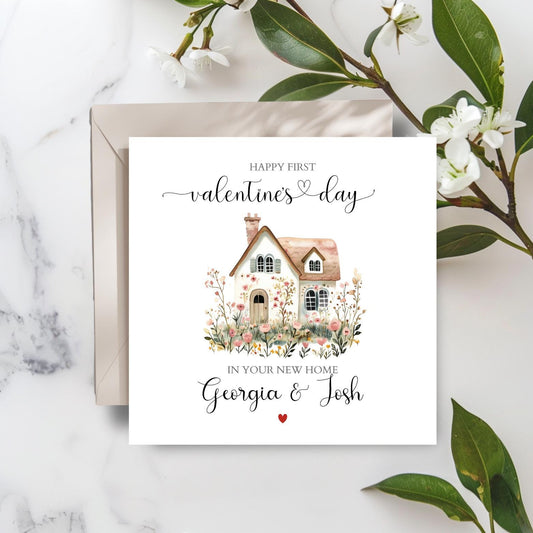 Personalised First Valentine's In Your New Home Card, 1st Valentine In Your New Home Card, Personalised Valentine's Home Heart Card