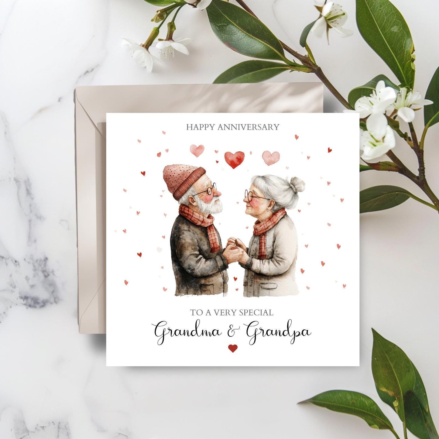 Personalised Anniversary Card for Mum and Dad, Parents Wedding Anniversary Card, Love Hearts Card Design