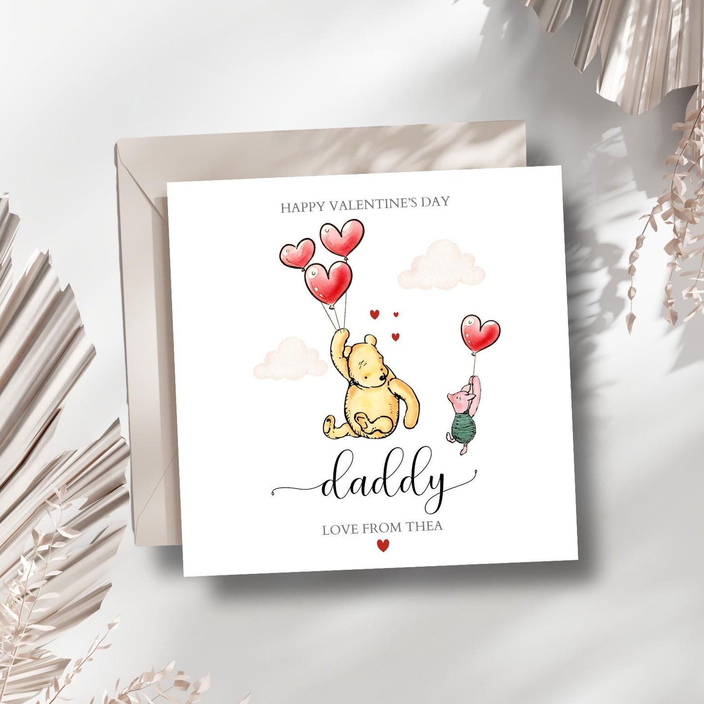 Personalised Valentine's Day Winnie The Pooh Card |Mummy Valentines Card| Grandma, Nana, Daddy Valentine's Day Card
