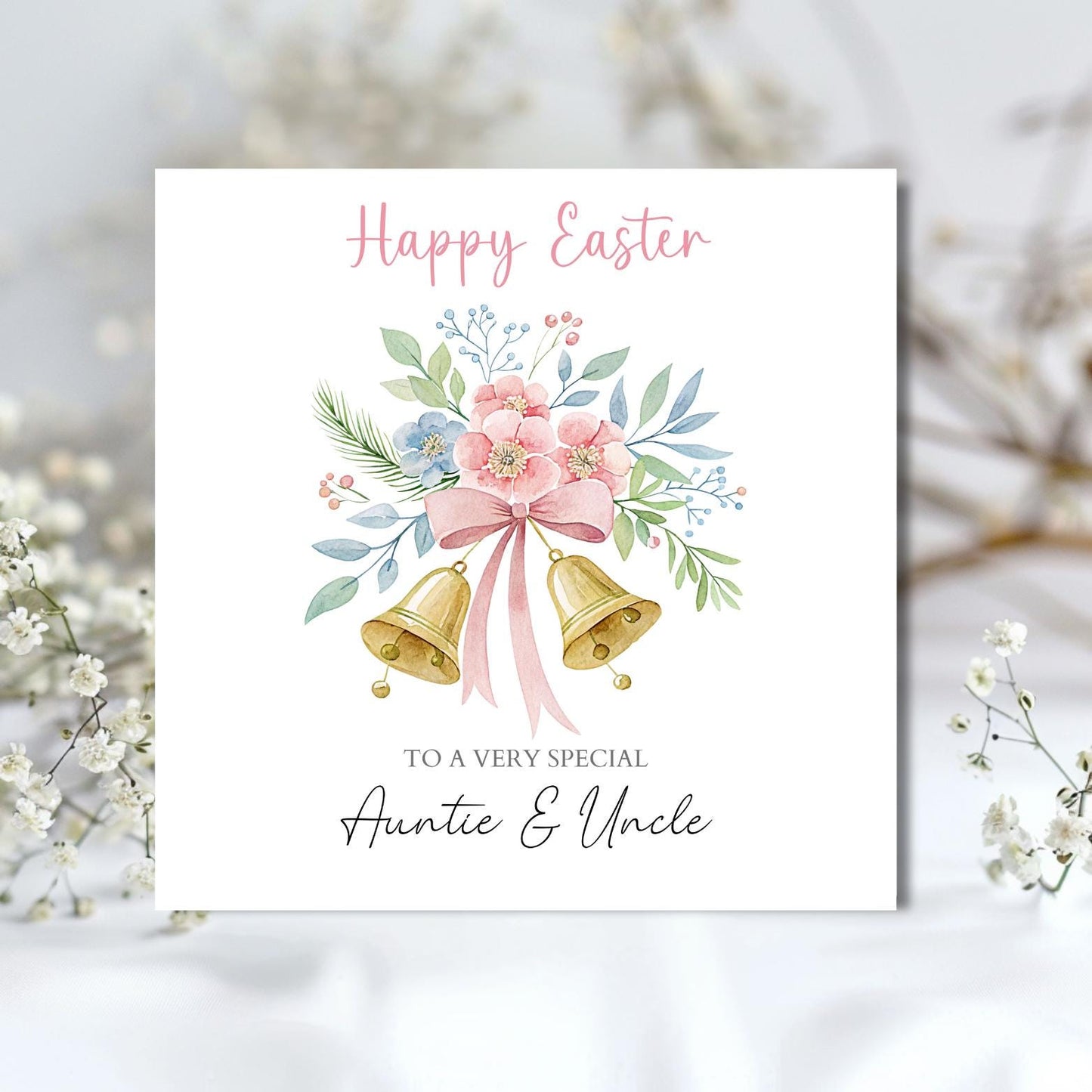 Personalised Mum and Dad Easter Card, Easter Bells Card, Parents Easter Card, Easter Card For Grandparents, Grandpa, Nana,Any Relation