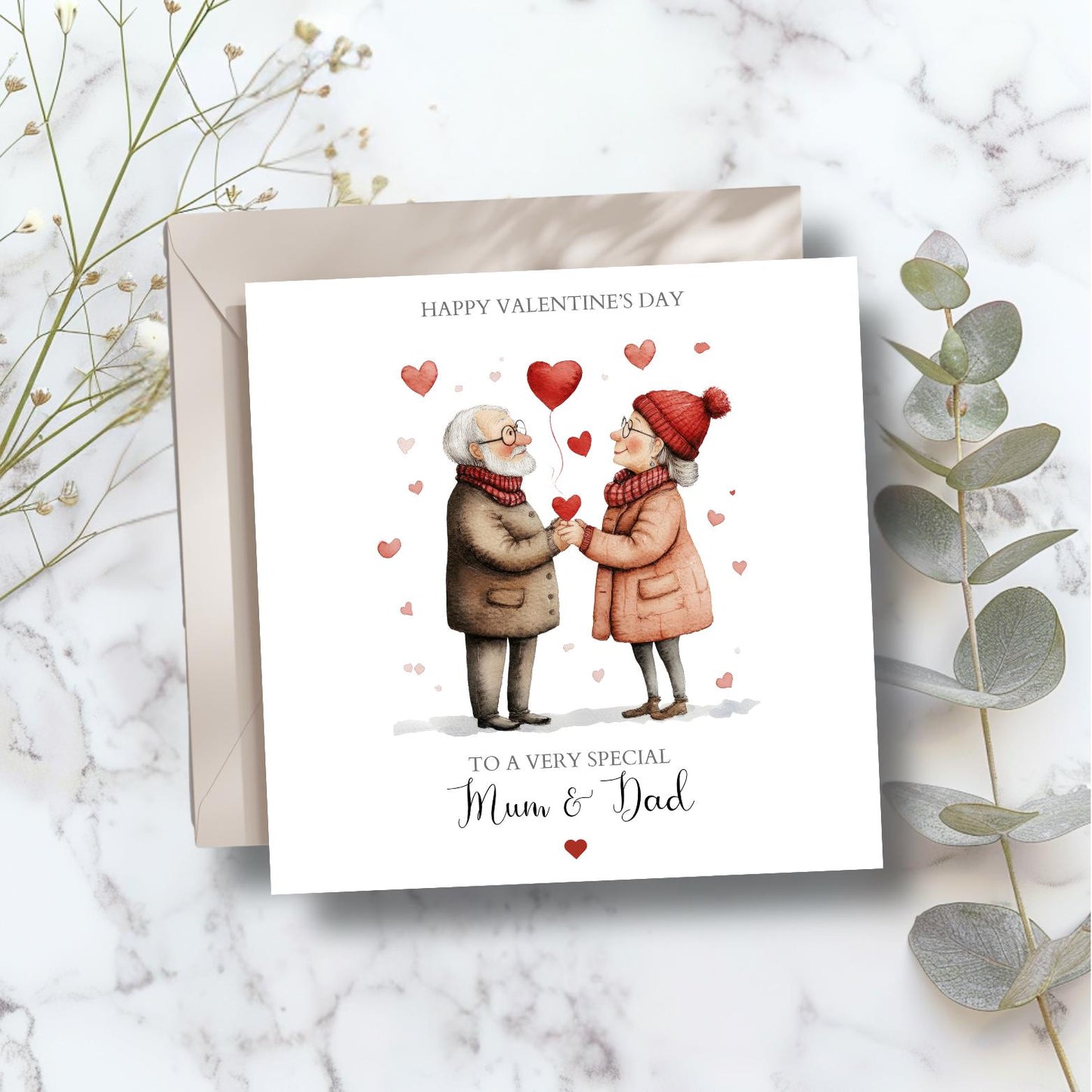Personalised Mum and Dad Valentines Card, Personalised Parents Valentine Card, Couple In Love Design