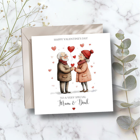 Personalised Mum and Dad Valentines Card, Personalised Parents Valentine Card, Couple In Love Design
