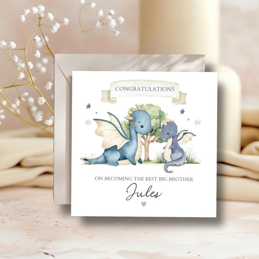 Personalised Big Brother Card - Dragon Big Brother Card For Son- Promoted to Big Brother- Dragon Big Brother Card for Son, Grandson, Nephew