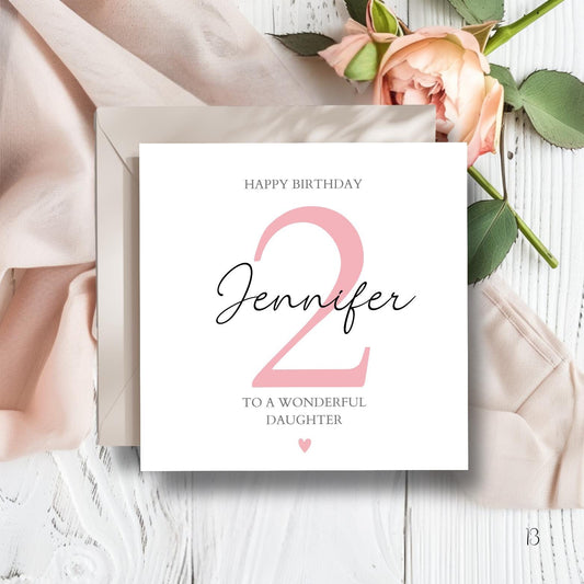 Personalised Second Birthday Card | 1st, 3rd birthday card | Girl or Boy Personalised Birthday Card| Simple Design, Colour Options