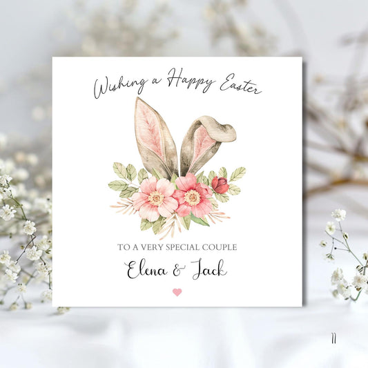 Personalised Couple Easter Bunny Card, Special Couple Easter Card for Husband, Wife, Friends,Any Relation